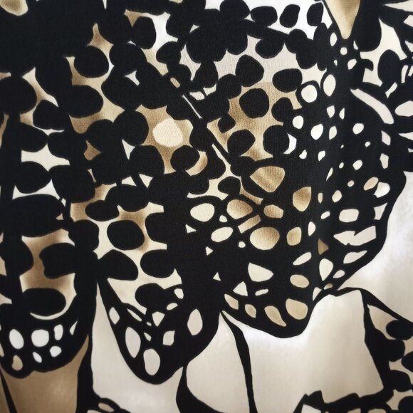 Sandra Darren Tan Black Floral Print Embellished Sleeveless Shift Dress - Picture 8 of 10